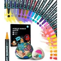SinLaw Copic Marker 24 Farben Acrylfarbe doppelseitige Acrylmarker, permanentes Acryl, (24-tlg), Doppelkopf-Design, verblasst nicht leicht