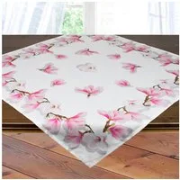 Delindo Lifestyle Mitteldecke Magnolien, Glattes Gewebe, bedruckt