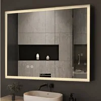 WDWRITTI Badspiegel Spiegelschrank mit beleuchtung Hängeschrank Wandschrank Badschrank (80x13,5x60cm, 2 türen, 3Lichtmodi, Dimmbar, Anti-fog, Alu-Schranktür, Doppel Spiegel), mit Netzadapter, IP44