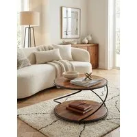 KADIMA DESIGN Couchtisch Couchtisch 58 cm Massivholz Metall Sofatisch Rund Wohnzimmertisch (Kleiner Tisch Beistelltisch Wohnzimmer Modern mit Stauraum), Design Wohnzimmertisch Kaffeetisch Massiv