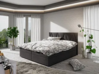 Boxspringbett Schlafzimmerbett GALA 200x200cm Schwarz inkl.Bettkasten