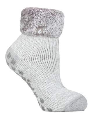 Kinder Plüschbett-Socken | Heat Holders | Warme gemütliche Thermosocken für Jungen und Mädchen - Silbergrau