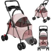 JEOBEST Hundebuggy Tragbarer Faltbar Hund Kinderwagen, Haustier Transportwagen, (360° Verschleißfeste Gummiräder, Netzfenstern)für Kleine Hunde & Katz