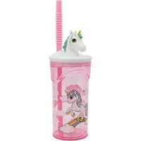 unicorn Trinkflasche Trinkbecher 3D Kinderbecher & Strohhalmbecher 360 ml