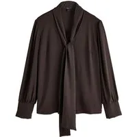 Next Langarmbluse Langärmelige Bluse mit Schalausschnitt (1-tlg)