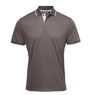 Premier Herren Contrast Coolchecker Poloshirt (Dunkelgrau/Silber)