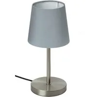 TRANGO LED Tischleuchte, 2017-08GL LED Nachttischlampe *GREY* Tischleuchte mit Stoffschirm in Grau inkl. 1x E14 LED Leuchtmittel 3000K warmweiß, Lampe, Fensterbank Leuchte, Nachttischleuchte für Schlafzimmer