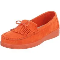 Ital-Design Eleganter Fransen-Schuh für Damen mit hohem Tragekomfort Slipper (91409681) Keilabsatz/Wedge Mokassins in Orange