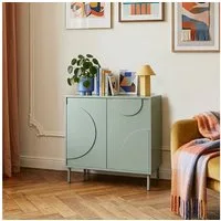 en.casa Sideboard, »Holea« mit 2 Türen Push-to-Open 75x70x34 cm Salbeigrün