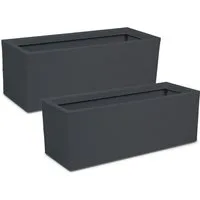 ONDIS24 Blumenkasten Graphit (2 St), 79.5 x 29.5 x 29.5 (H) cm, Pflanzvolumen ca. 57 Liter