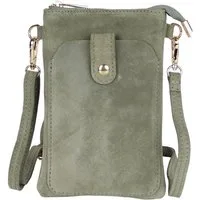 MIRROSI Handytasche Damen Kleine Umhängetasche aus Wildleder Made in Itlay (ca.14x21x3cm), Mini Handytasche zum Umhängen, Handy Tasche