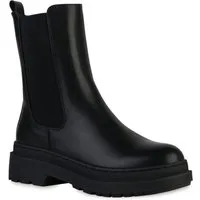 VAN HILL 839380 Plateaustiefelette Damen Leicht Gefütterte Plateau Boots Profil-Sohle