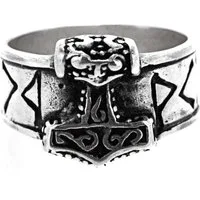 Kiss of Leather Silberring Ring Fingerring Thorshammer Gr. 52-80 Thors Hammer Runen