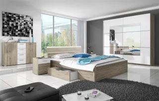Schlafzimmer Set 5 tlg ALVAR inkl.Doppelbett 160cm und Schrank 221cm