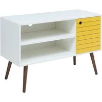 en.casa TV-Schrank »Vare« mit 1 Tür und 2 offenen Fächern 100x40x66 cm Weiß/Gelb