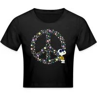 Spreadshirt T-Shirt Peanuts Snoopy Peace Zeichen Frieden Crop Top (1-tlg)
