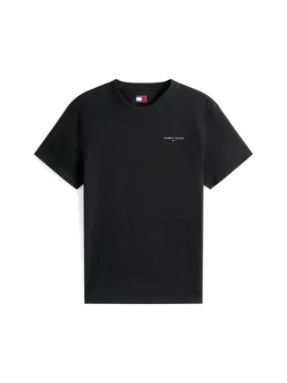Tommy Jeans - Slim Fit T-Shirt mit länglichem Logo schwarz - Gr. - XXL