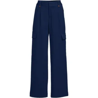 Cargo-Bundfaltenhose mit weitem Bein für Damen in Petite-Größe, Damen, size: petite, Elfenbein, Elasthan/Viskose/Viskose-Mischung, by Lands' End