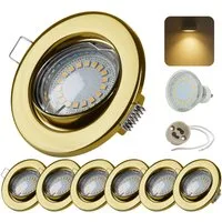 Sweet LED LED Einbaustrahler GU10 6er Set Gold 5W 3000K warmweiß LED Einbauspots 230V schwenkbar, Deckenspots, Deckenstrahler,Einbauleuchten