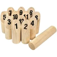FIVMEN Spielzeug-Gartenset Kubb Wikingerspiel HolzWurfspiel für draußen, aus Kiefernholz, (mit 12 hölzernen Zahlen, Wikingerschach, hölzernes Kegelspiel)