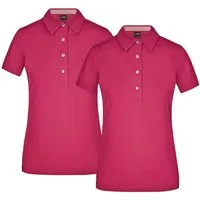 James & Nicholson Poloshirt Doppelpack Klassisches Damen Polohemd JN969 (Doppelpack, 2 Stück) mit konfektioniertem Kragen in Kontrastoptik