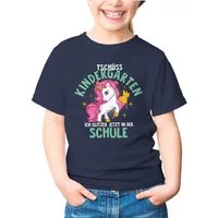 MoonWorks Print-Shirt Kinder T-Shirt Mädchen Schulkind Tschüss Kindergarten ich glitzer