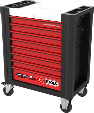 KS Tools PERFORMANCEplus P10 SCHWARZ-ROT Werkstattwagen mit 8 Schubladen - 873.0008