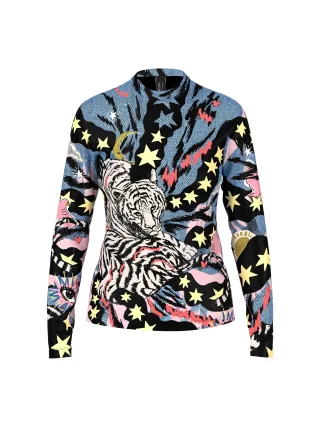 Marc Cain Sports - Langarmshirt mit Comic Print black - Gr. - 34