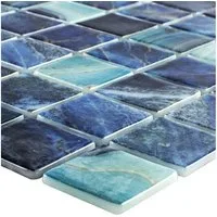 Mosafil Mosaikfliesen Glas Schwimmbad Pool Mosaik Fliesen Baltic 38x38 mm, Glas 31.600x31.600, blau-türkis, Punktverklebt - Frostsicher - Wasserdicht - Wasserfest - Rutschfest