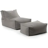 mokebo Sitzsack Der Sundowner (mit Hocker), Made in Germany, Bean Bag Outdoor, Sitzsack, Gartenliege in Grau