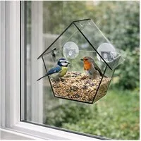 HTI-Living Futterspender Vogelfutterhaus Nessa transparent 1-teilig, Futterspender Kunststoff mit Saugnäpfen