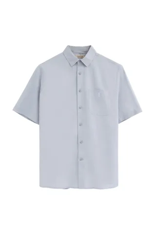 Kurzärmliges Hemd Cotolino hellblau im Regular Fit mit Rigby Go Logo