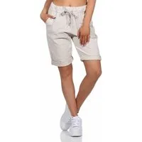 OriginalYou Chinoshorts Damenhose Kurze Damen Sommerhose Chino Shorts Schlupf Bermuda Stretchgewebe in modernem Knitterlook, elastischer Bund mit Kordelzug