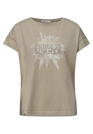 Street One - Dropped Shoulder Shirt mit Artwork timeless beige - Gr. - 44