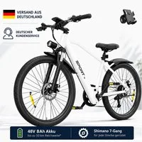 PixelPilot E-Bike Cityrad 26 Zoll Elektrofahrrad 48V 10Ah Akku, Shimano 7-Gang, Abnehmbarer Korb, 7 Gang, Nabenmotor, 468 Wh, (Packung)
