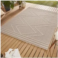 SIMPEX24 Outdoorteppich Boho Design, Läufer, Höhe: 8 mm, In & Outdoor Teppich Beige Boho Design für Küchen Balkon Terrasse