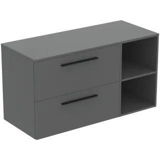 Ideal Standard Möbel-Set 120cm i.life B 2 Auszüge 2 off.Fächer Gr.Schwarz Quarzgrau matt, T5756NG T5756NG