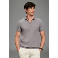 Bruno Banani Henleyshirt schmale Passform, Kurzarm, V-Ausschnitt und Polokragen, unifarben