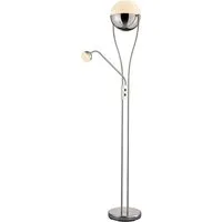 TRIO Leuchten LED Stehlampe CHRIS, LED Stehleuchte, mit Lesearm, Drehdimmer, Dimmfunktion, Lesearm, getrennt schaltbar, LED fest integriert, Warmweiß, flexibles Leselicht getrennt schalten + dimmen, warmweißes Licht 3000K