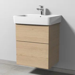 Sanipa 3way Waschtischunterbau zu Geberit Renova Plan Waschtisch mit 2 Auszügen, Eiche-Nordic SM87448