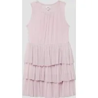 s.Oliver Minikleid Kleid Kurzes Rüschenkleid aus schimmerndem Mesh-Stoff