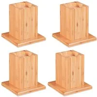 relaxdays Erhöhungs-Set Möbelerhöher 4er Set aus Bambus, natur