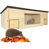 gartenetage Igelhaus Igelfutterhaus XXL mit Panorama-Beobachtungsfenster & Rattenklappen, wetterfestes Igelhaus aus zertifiziertem Holz