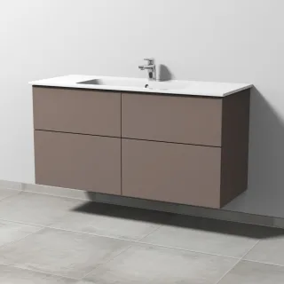 Sanipa 3way Waschtischunterbau zu Duravit ME by Starck Waschtisch mit 4 Auszügen, Taupe-Matt SP7271T