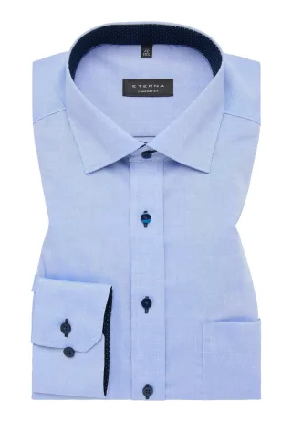 ETERNA - Hemd Pinpoint Langarm blau - Gr. - 48