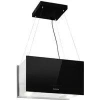 Klarstein Deckenhaube Kronleuchter L Serie Kronleuchter L Inselabzug 60 cm 590 m³/h LED Touch Glas Edelstahl Kronleuchter L, Abzugshaube Insel Abluft Umluft Haube Dunstabzug Dunstabzugshaube