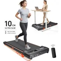 WILGOON Laufband Laufbänder 3 in 1 - Elektrisches Laufband bis 120KG (Walking Pad 1–6 km/h mit 12% manueller Steigung, Ultraflach 10 cm, platzsparend für Homeoffice und kleine Räume), LED Display und Fernbedienung für tägliches Walking