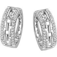 Firetti Paar Creolen Schmuck Geschenk Silber 925 Ohrschmuck Kettenglieder-Optik glitzernd, mit Zirkonia (synth)