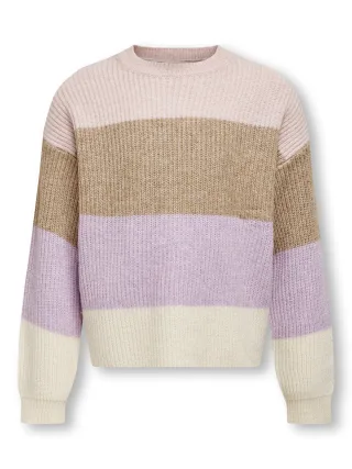 KIDS ONLY - KOGSANDY L/S STRIPE PULLOVER KNT NOOS Sepia Rose - Gr. - 140