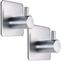 BernhStein Living Handtuchhaken, Klebehaken, Wandhaken gebürstetes Edelstahl 2-10 Stück, (2-St)
